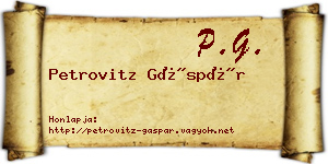 Petrovitz Gáspár névjegykártya